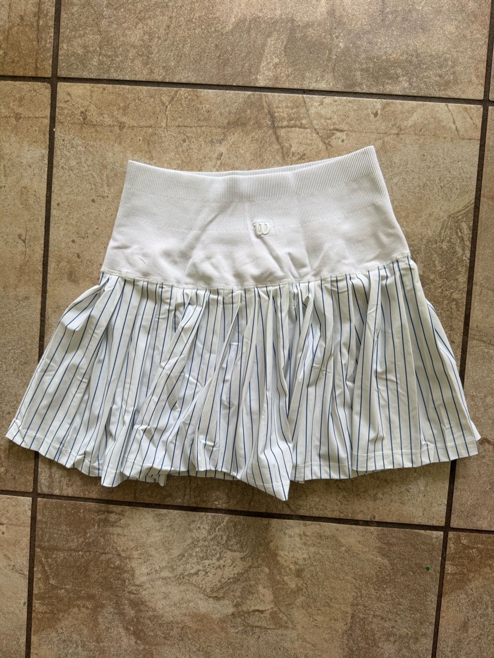 Wilson Midtown White & Blue Striped Tennis Skirt - S - Picture 2 of 4